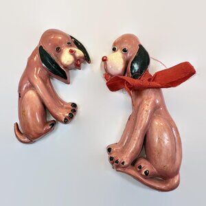 Vintage, Rare, Plastic Brooch, Pair, Dogs, Hounds: Pat. 1945, Nicholas Barbieri